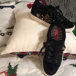 Betsey Johnson Decker Black Velour Sneakers